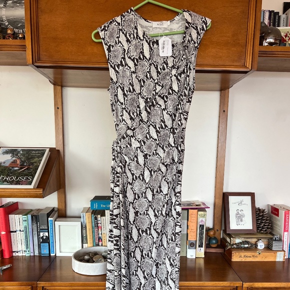 NWT A.L.C Beale Snakeskin Print Cutout Midi Dress - Picture 3 of 8